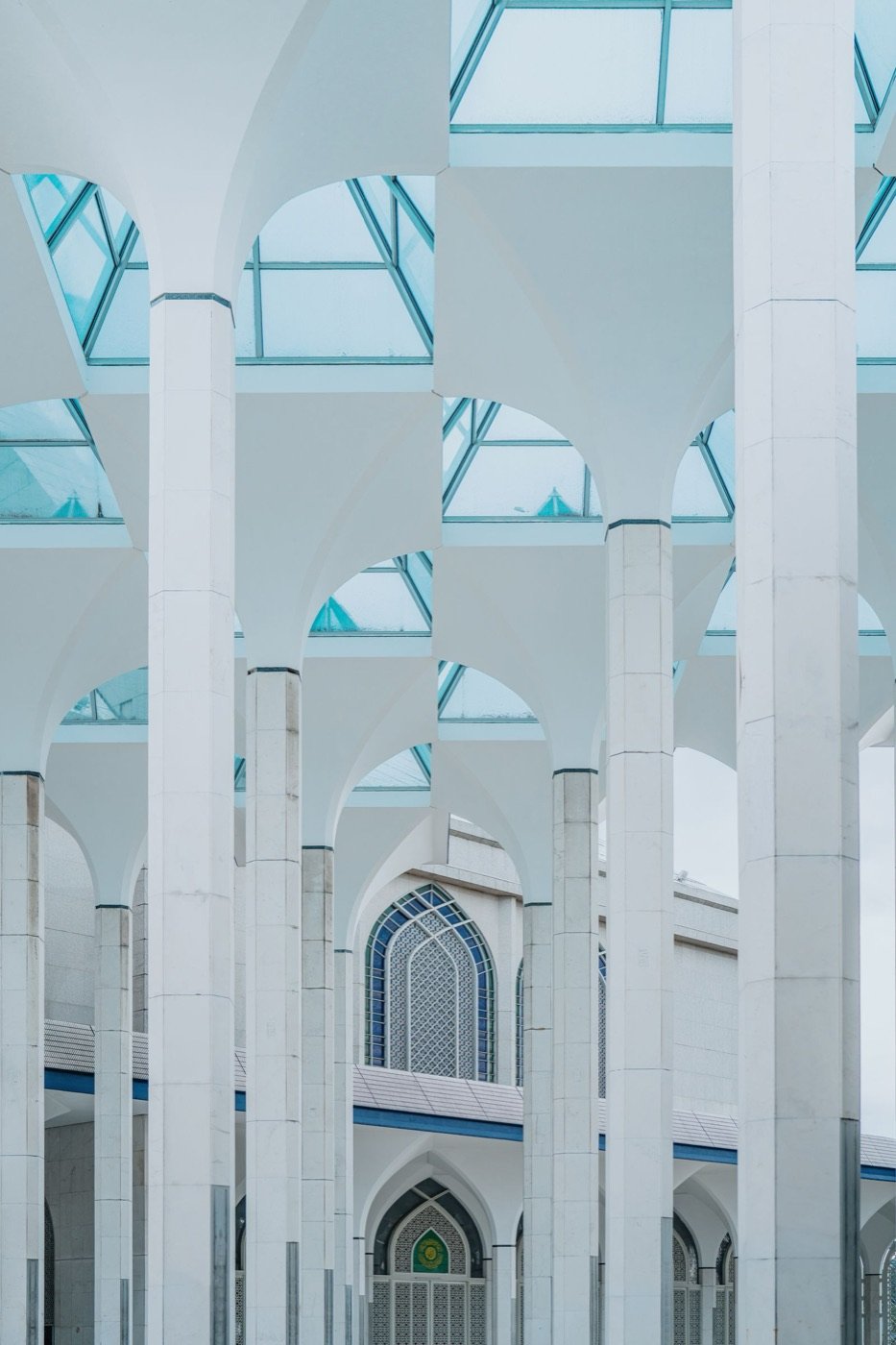 Intricate arches of Shah Alam Mosque in Malaysia